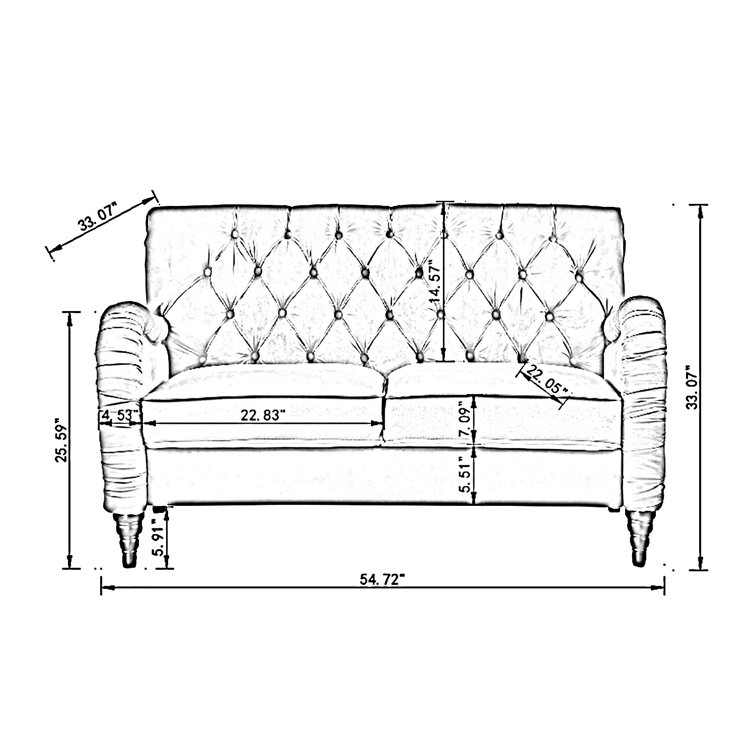 House of Hampton® Jenalise 54.73'' Velvet Loveseat Wayfair Canada